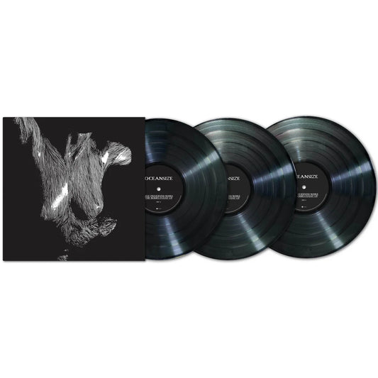 Oceansize - Self Preserved While The Bodies Float Up Three black vinyl records with a cover featuring an abstract design on a white background
