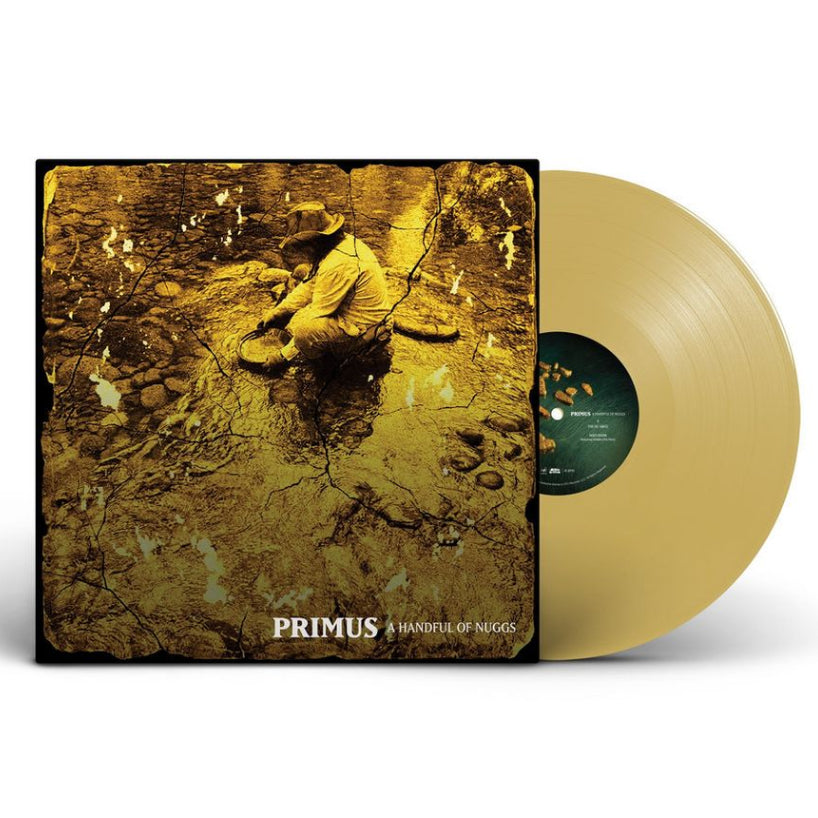 Primus - A Handful of Nuggs (Gold) Vinyl Vinyl record with gold disc and cover featuring a person in a hat and coat.
