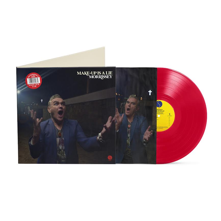 Morrissey Vinyl record with red disc and cover featuring a person, on a white background