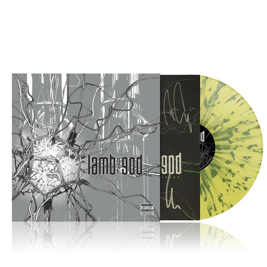 Lamb Of God into oblivion album splatter vinyl white background