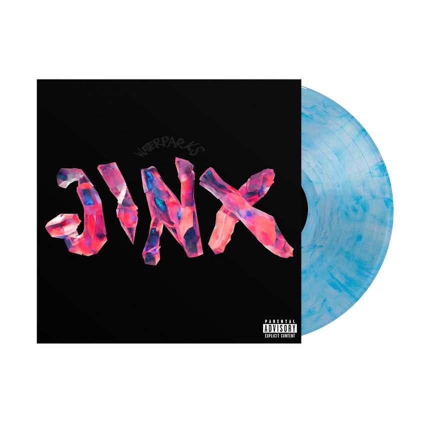 Waterparks - JINX (Sky Blue Aqua) Vinyl Vinyl record with colorful 'JINX' design on a black background