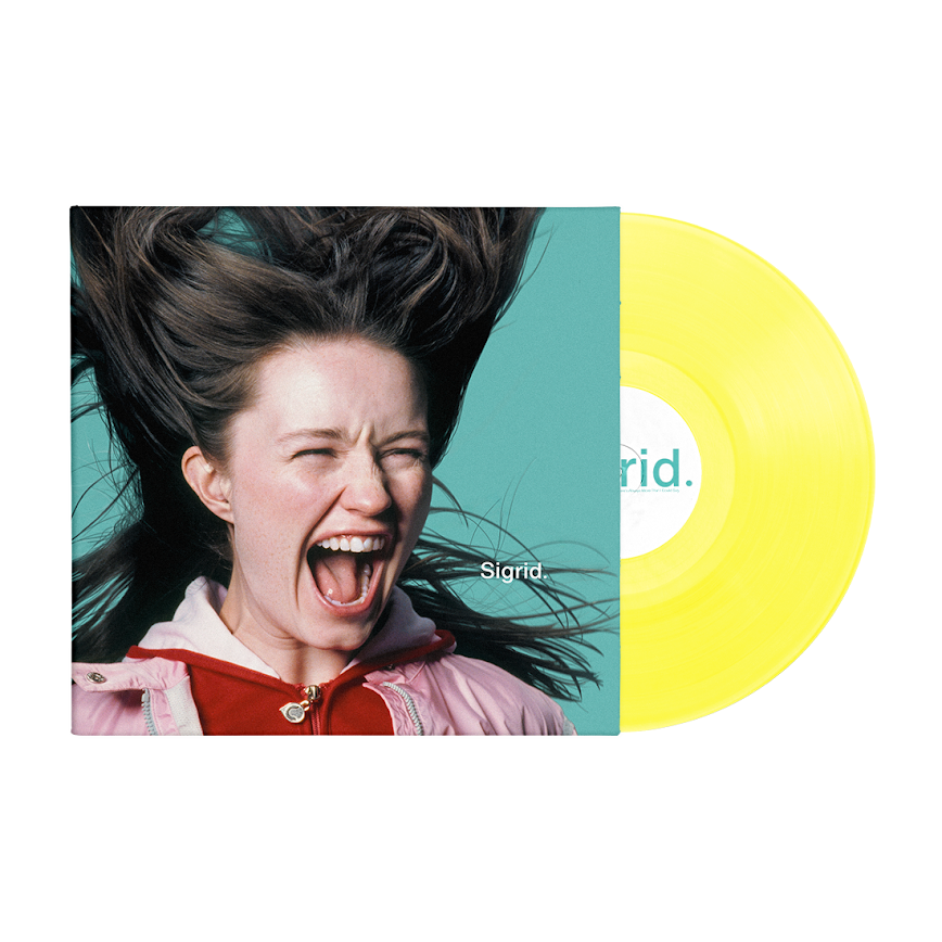 Sigrid - There's Always More That I Could Say Vinyl record with a person screaming and a yellow label on a white background