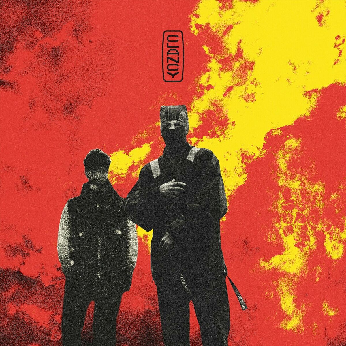 Twenty One Pilots - Clancy Vinyl - Two figures in black clothing against a red and yellow abstract background with 'Kozido' logo.