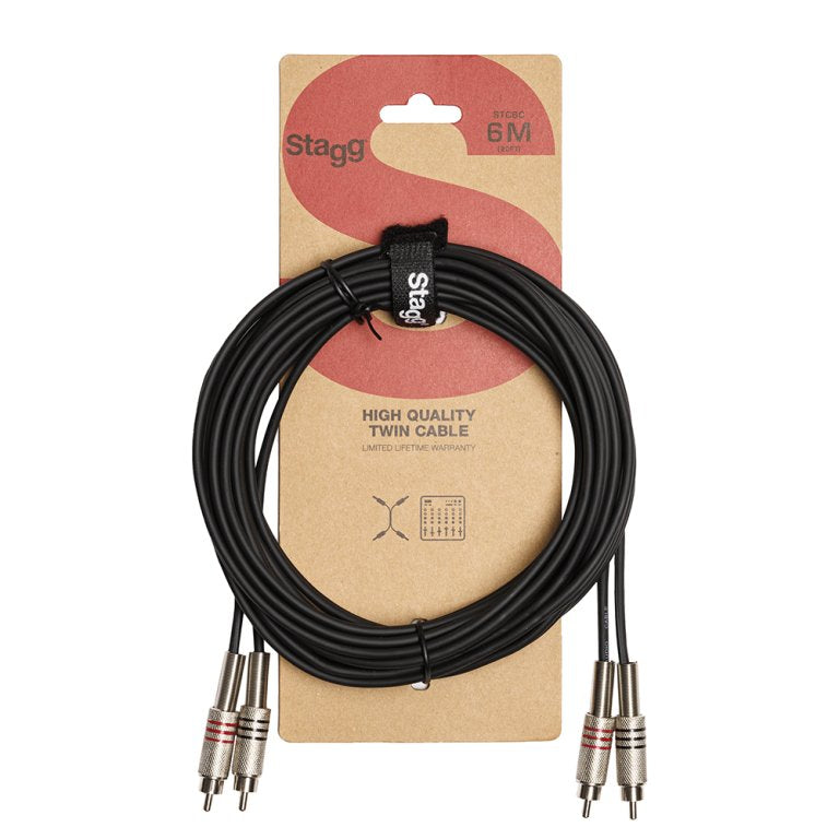 Stagg STC6C 6m / 20ft RCA to RCA Twin Cable