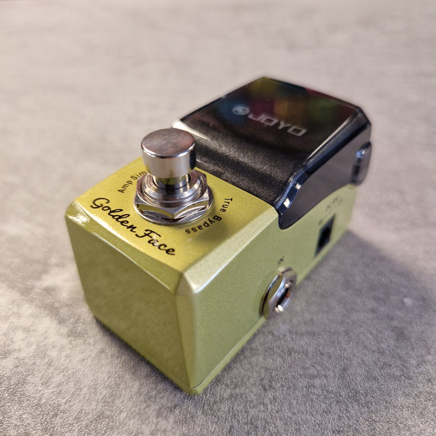 Joyo JF-308 Guitar effects pedal with 'Golden Face' branding on a gray background