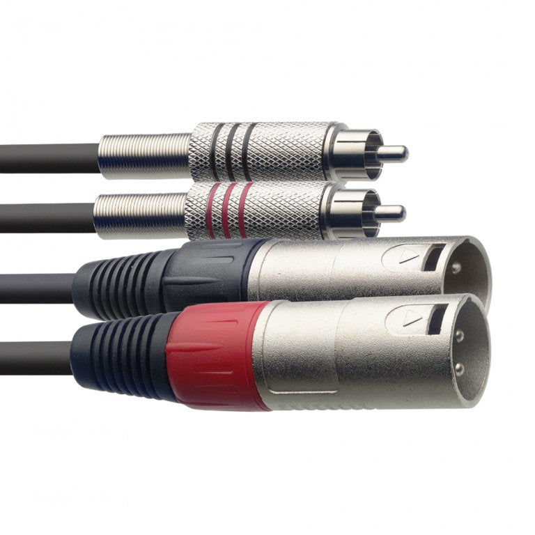 Stagg STC6CMXM 6m / 20ft RCA to 2x XLR Male Twin Cable