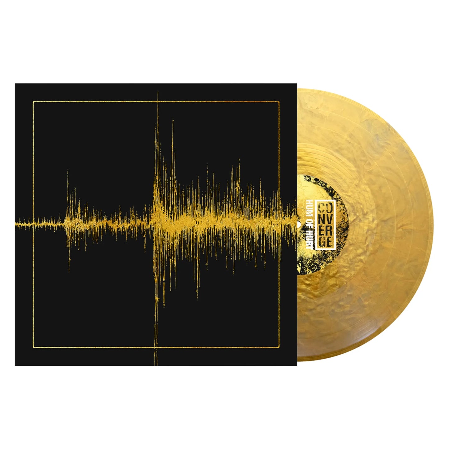 Converge - Hum Of Hurt Vinyl record with a black and gold design on a white background