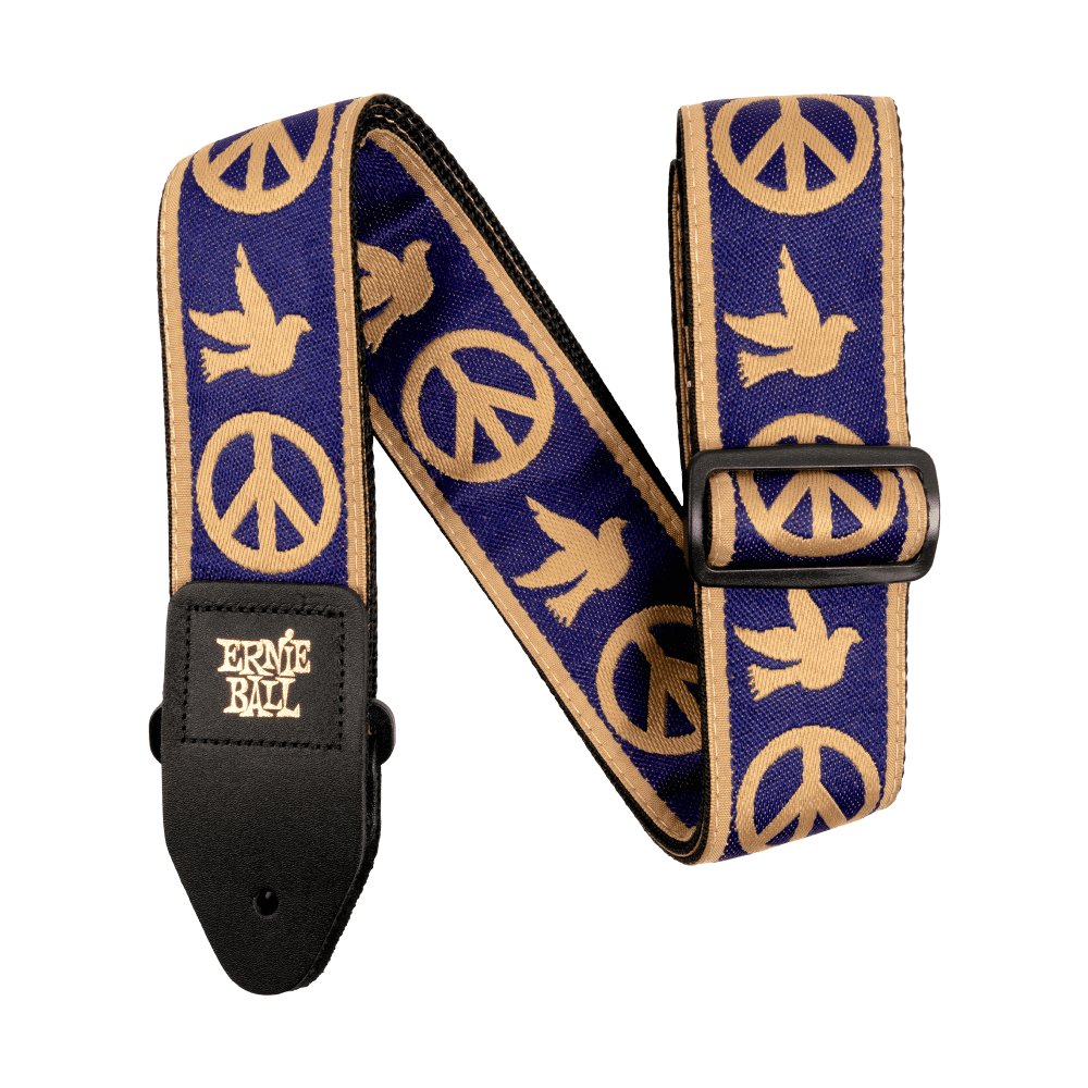 Ernie Ball Jacquard Strap - Navy Blu & Beige Peace Love Dove
