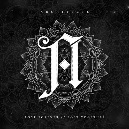 Architects - Lost Forever // Lost Together Album cover with intricate design and text on a dark background