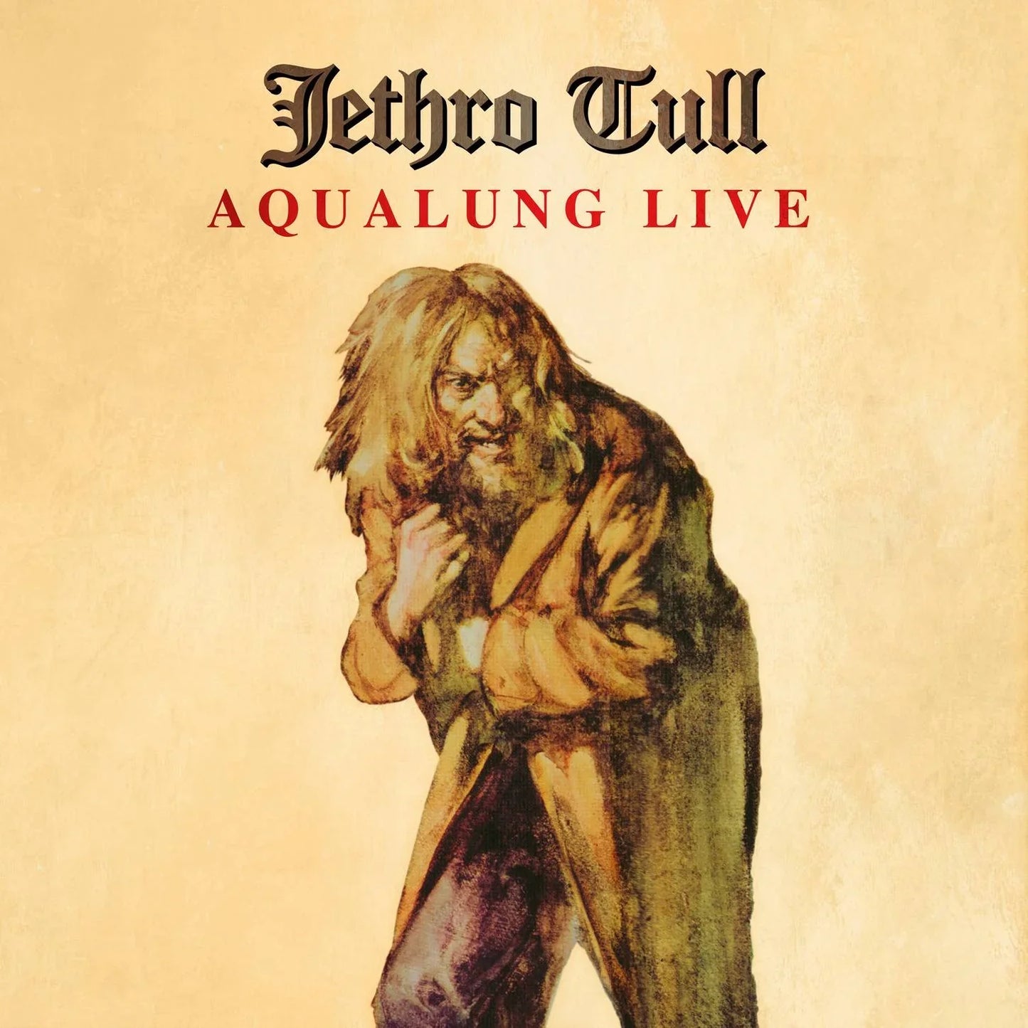Jethro Tull - Aqualung Live Album cover for Jethro Tull's 'Aqualung Live' featuring a stylized illustration of a person with long hair and beard.