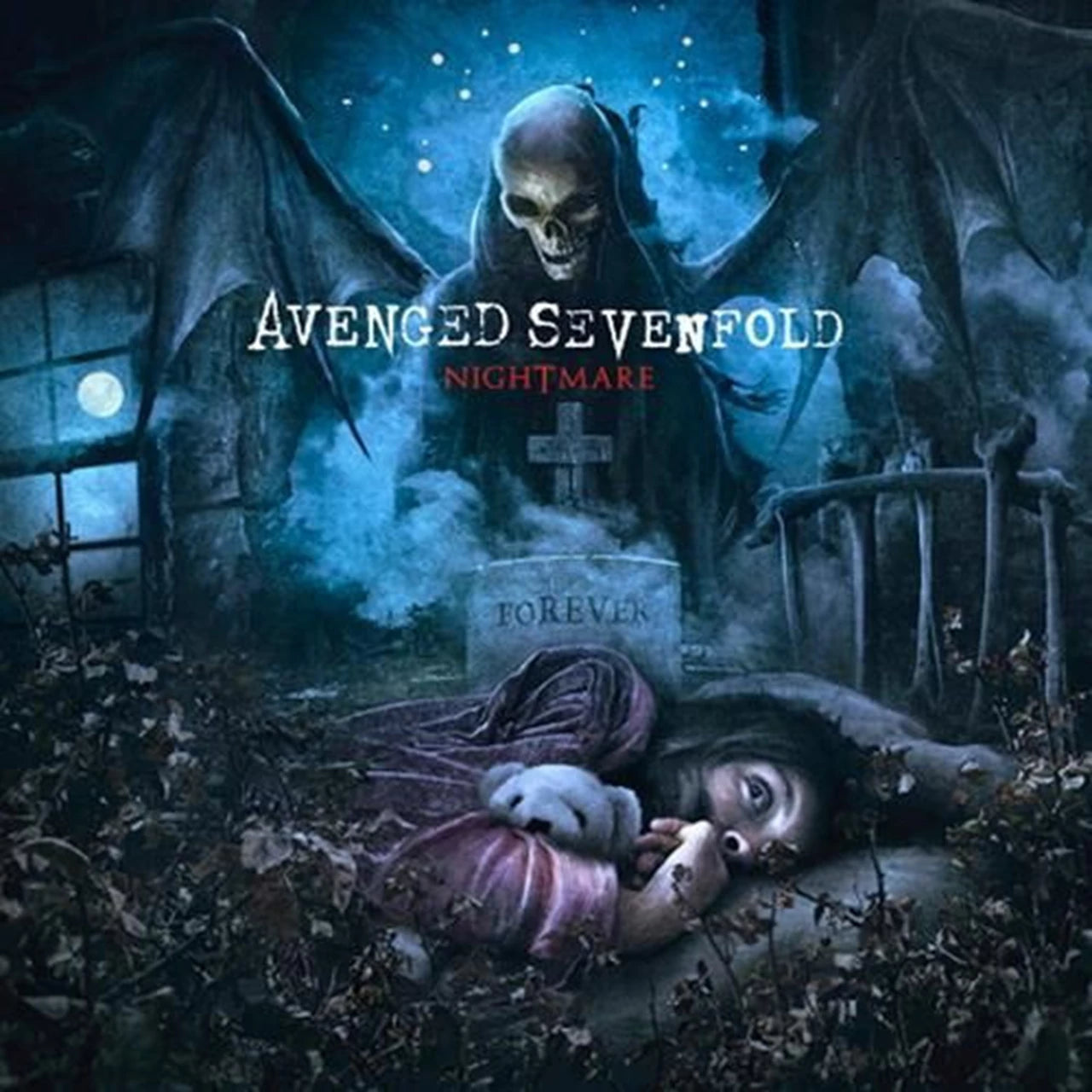 Avenged Sevenfold - Nightmare (Electric Blue & Black Splatter) Vinyl cover