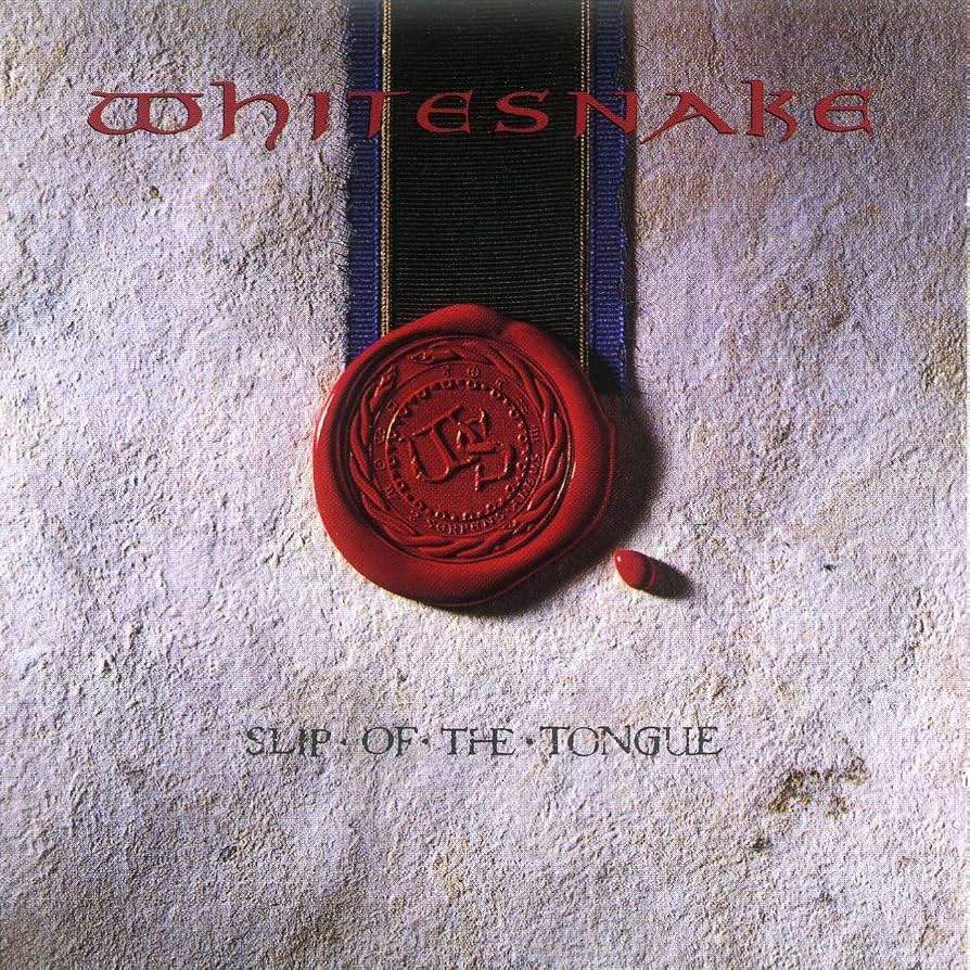 Whitesnake - Slip Of The Tongue Vinyl Album cover for 'Whitesnake' with a red wax seal and ribbon on a textured background
