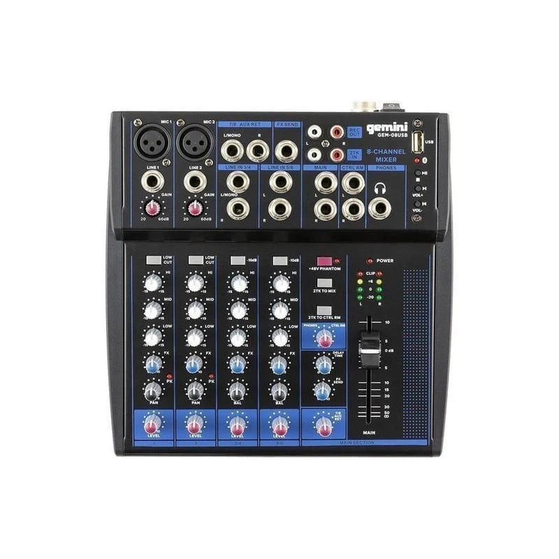 Gemini GEM-08USB Compact 8 Channel Bluetooth Mixer