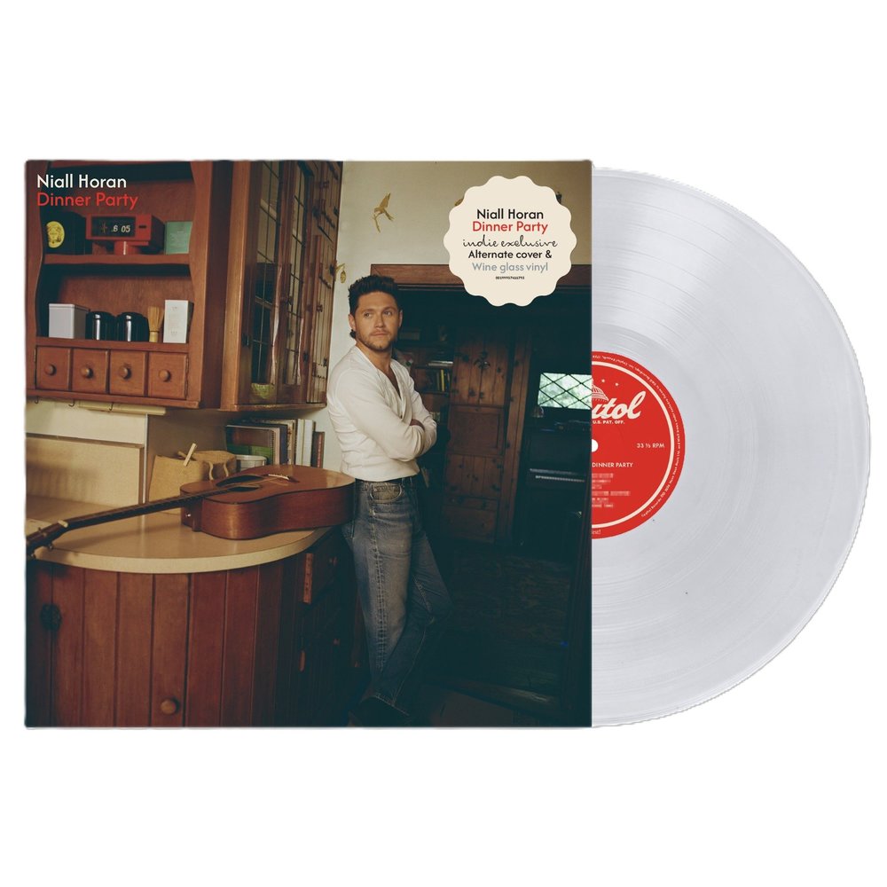 Niall Horan - Dinner Party Vinyl record with a cover featuring a person in a room with a guitar, on a white background.