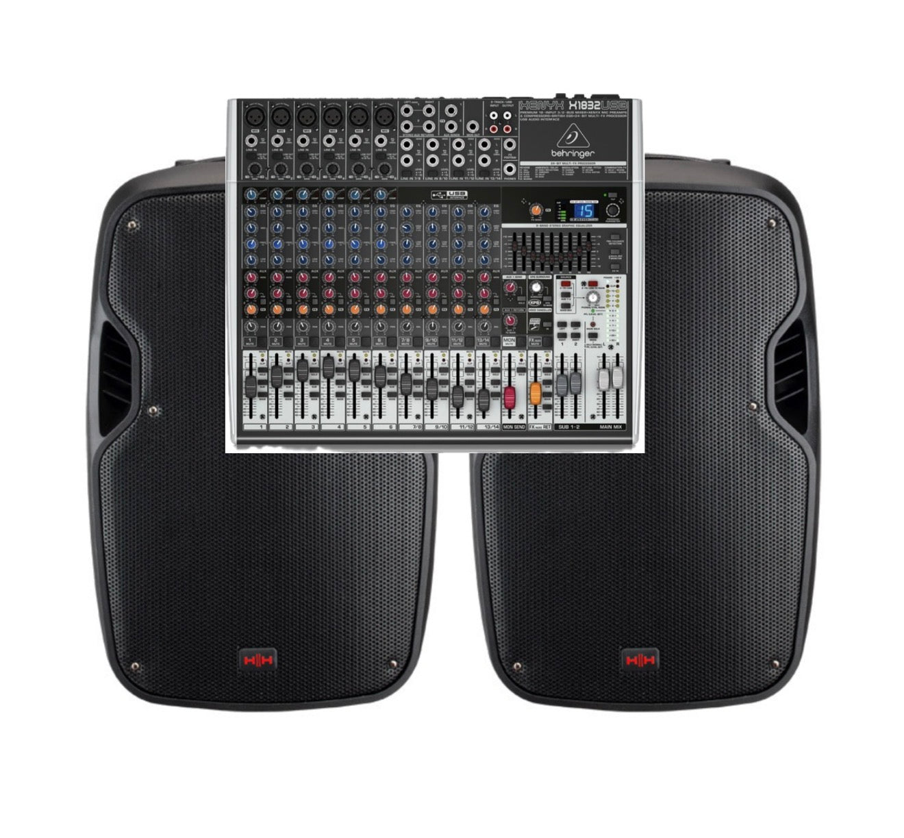 12" HH Speakers & Behringer Xenyx X1832 Mixer PA System - Hire