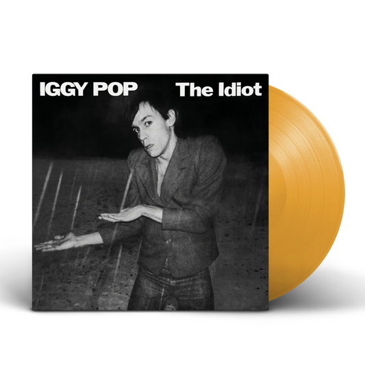 Iggy Pop - The Idiot Vinyl record with orange disc and black and white cover featuring Iggy Pop's 'The Idiot' album