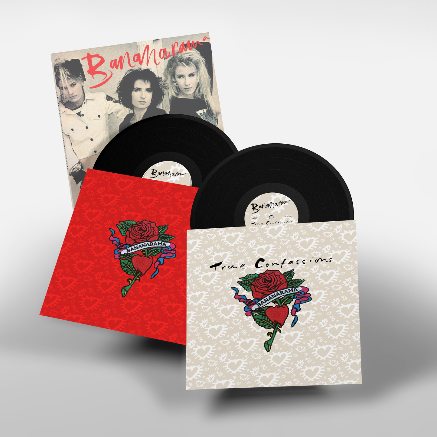 Bananarama - True Confessions (40th Anniversary Edition) Vinyl Vinyl records with colorful cover designs on a white background