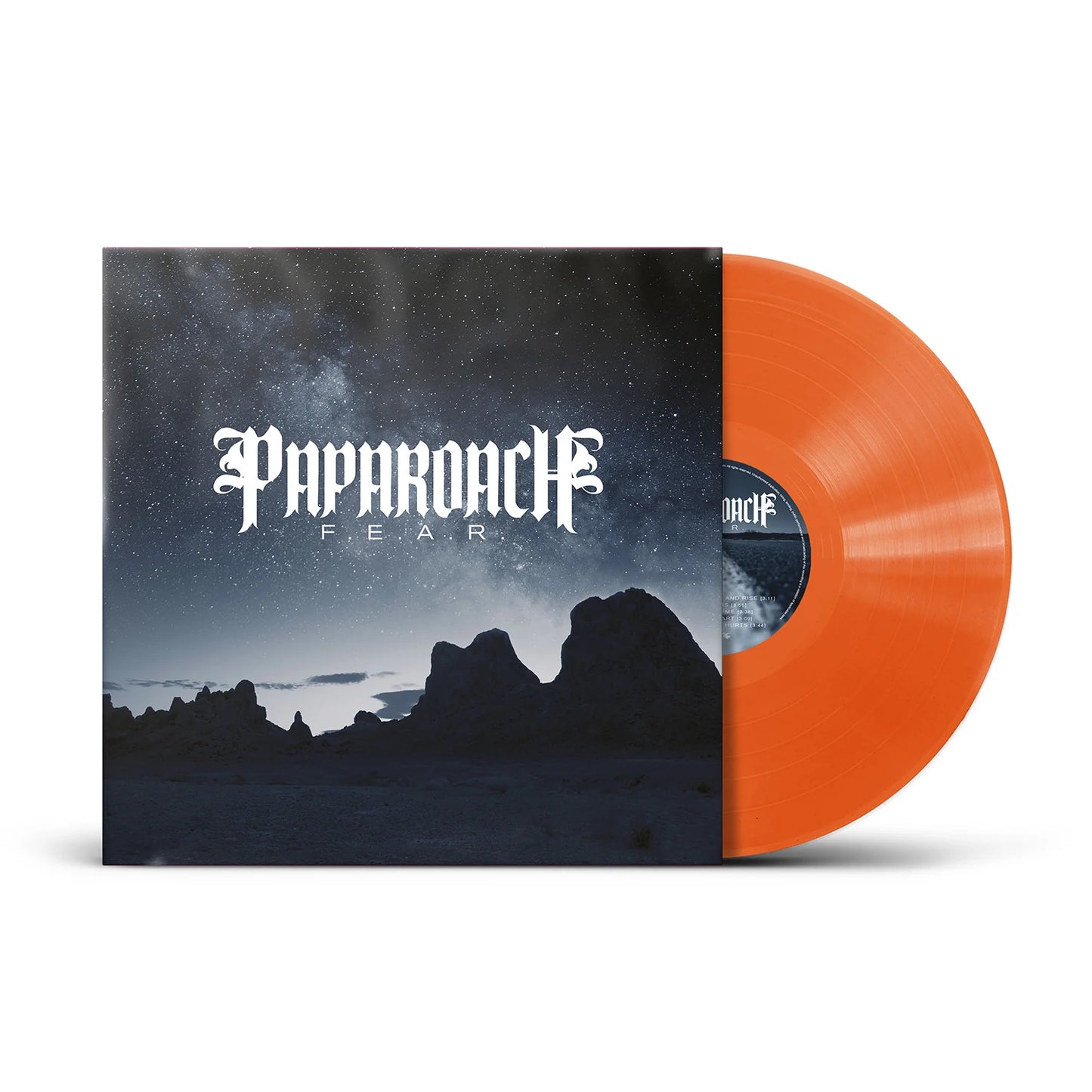 Papa Roach - F.E.A.R. Vinyl record with orange disc and black and white cover featuring 'Papa roach' text.