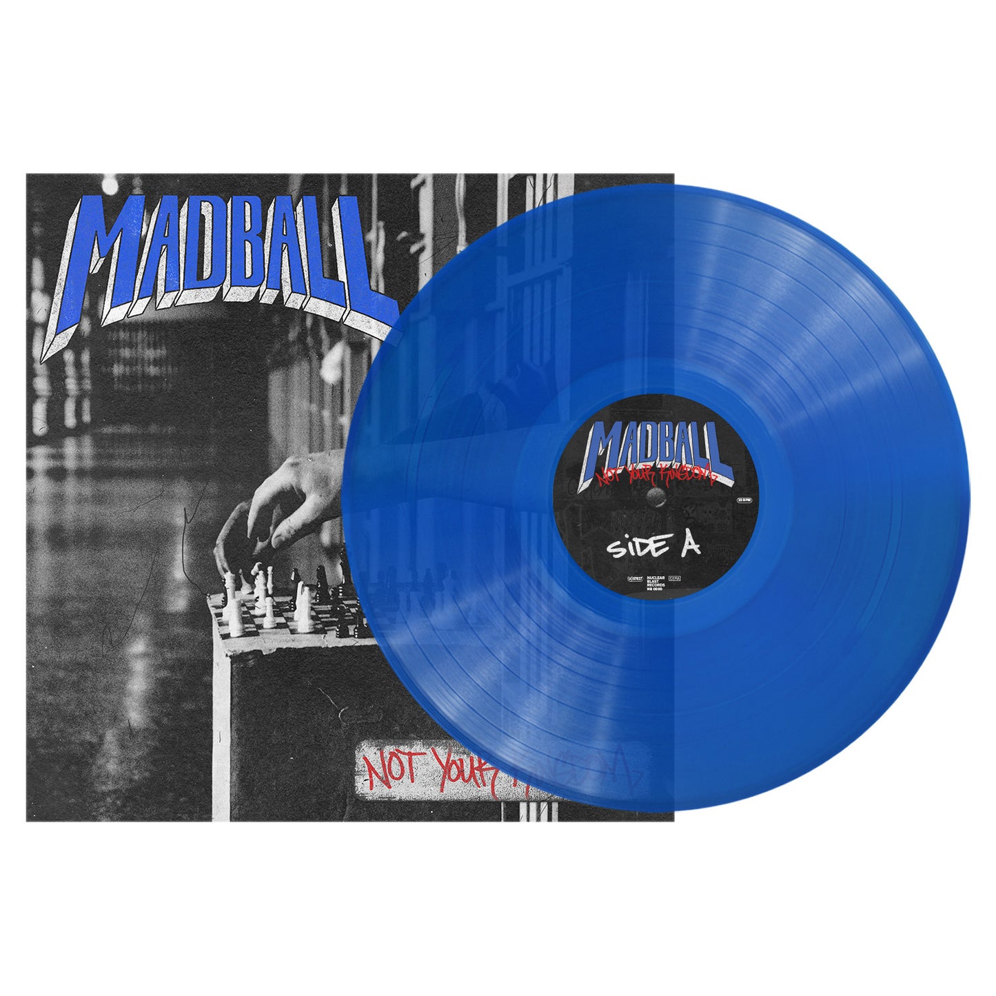 Madball - Not Your Kingdom (Transparent Blue) Vinyl Blue vinyl record with 'Madball' album cover on a white background