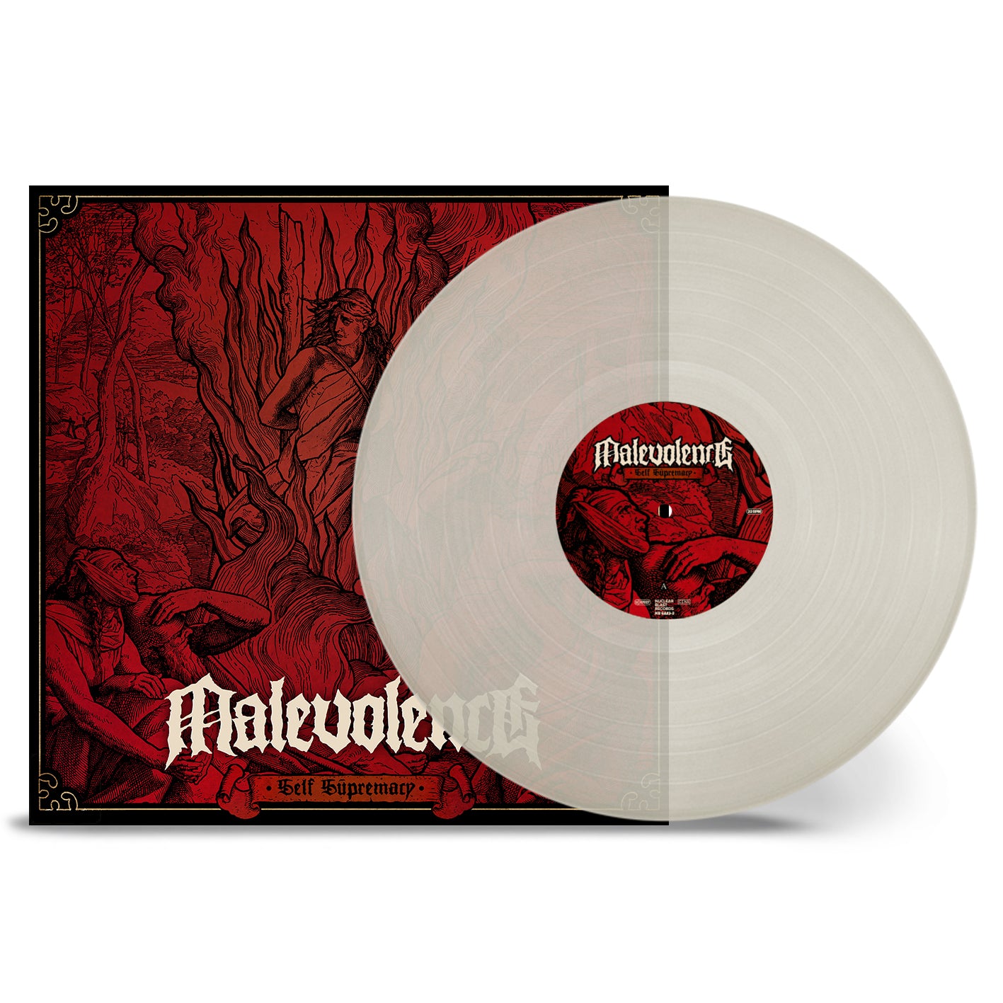 Malevolence - Self Supremacy Vinyl record with red and black cover featuring the title 'Malevolent' on a white background