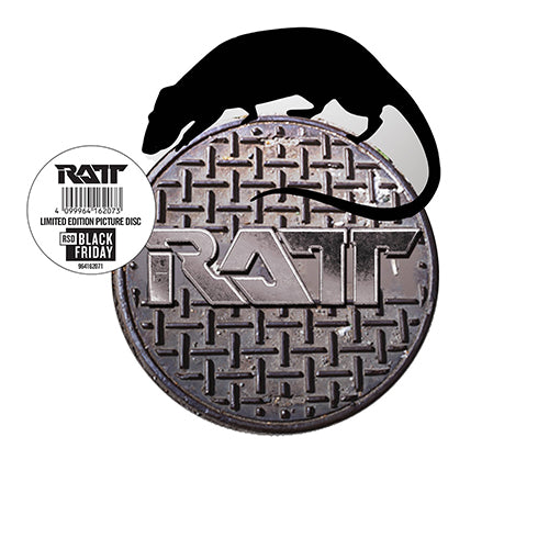 Ratt - Dangerous But Worth The Risk Round metallic object with 'RAT' branding on a white background