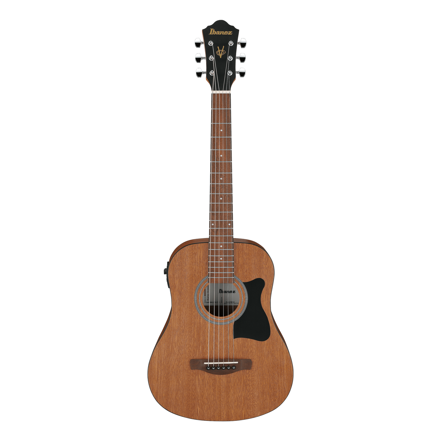 Ibanez V44MINIE V-Series 3/4 dreadnought electro-acoustic guitar in open pore natural finish.