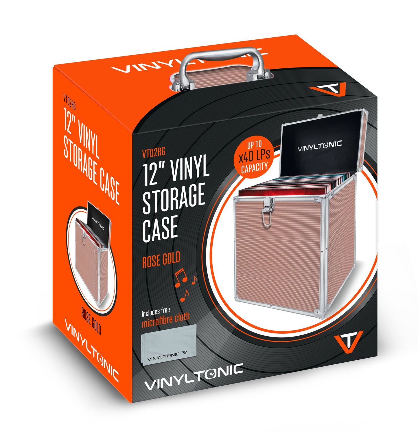 Vinyl Tonic 12" LP Storage Case With Microfibre Cloth - Rose Gold
