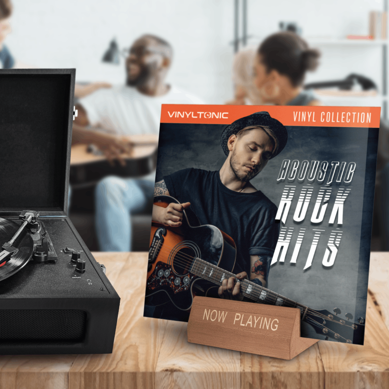 Vinyl Tonic NOW PLAYING Wooden Stand