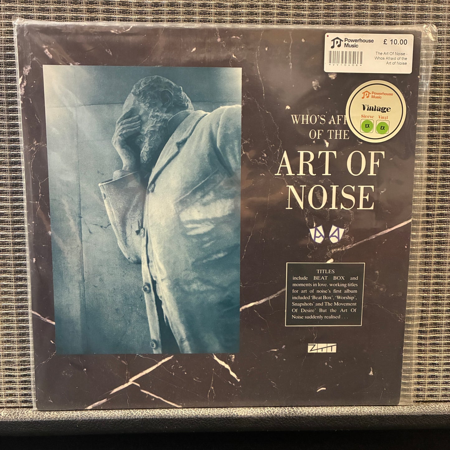The Art Of Noise - Whos Afraid of the Art of Noise Vinyl record cover for 'Art of Noise' by The Art of Noise with a person in a trench coat.