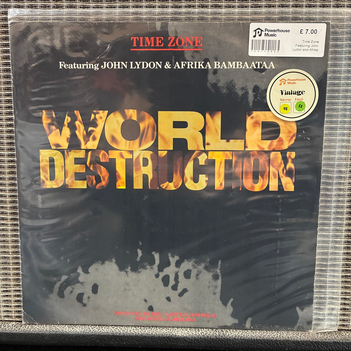 Time Zone Featuring John Lydon and Afrika Bambaataa - World Destruction Vintage Vinyl 12" Single