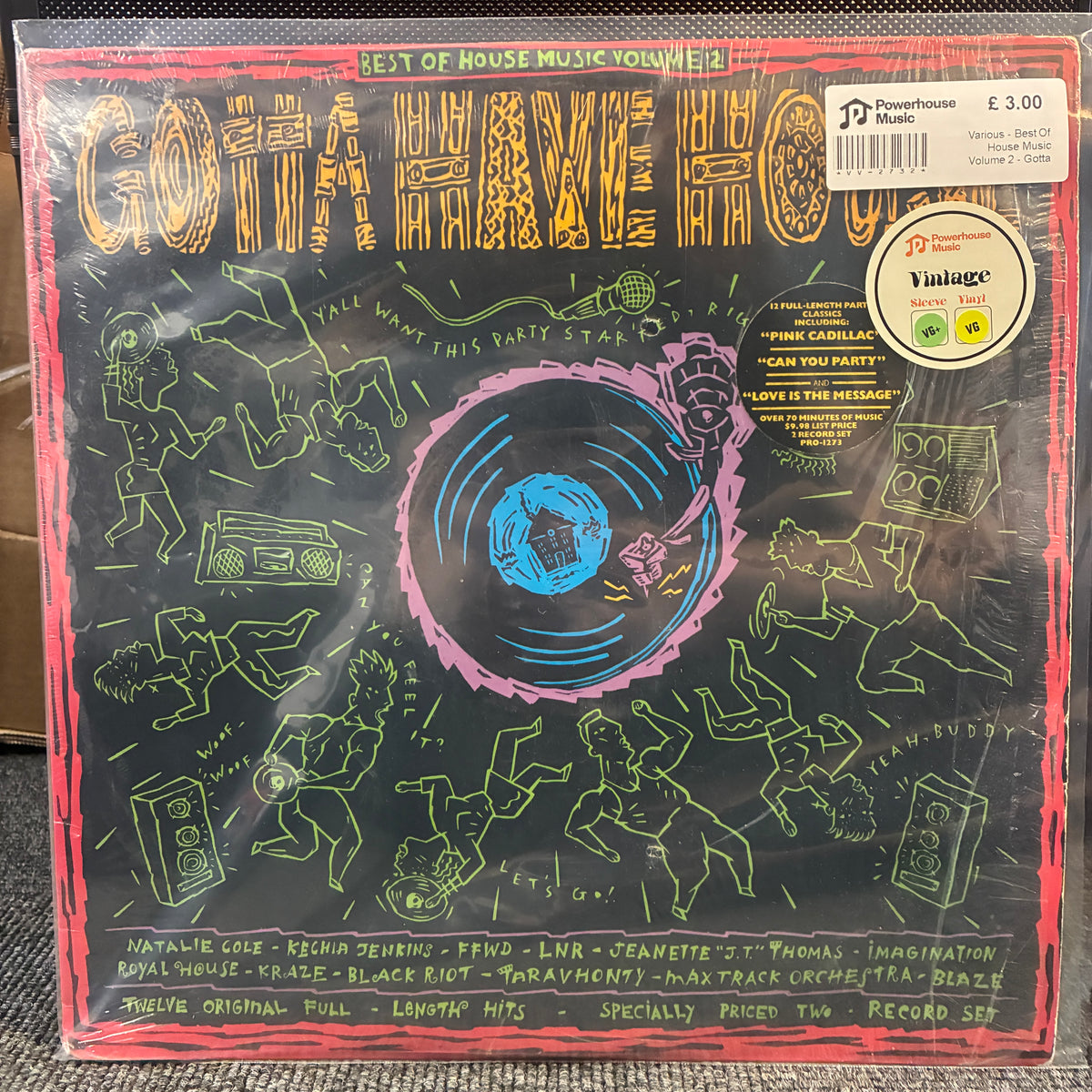 Various - Best Of House Music Volume 2 - Gotta Have House Vintage Vinyl LP Goth Bambo 2014 vinyl record album cover, sealed in plastic shrink wrap with a Powerhouse Records label and a Vintage Records sticker on the front.