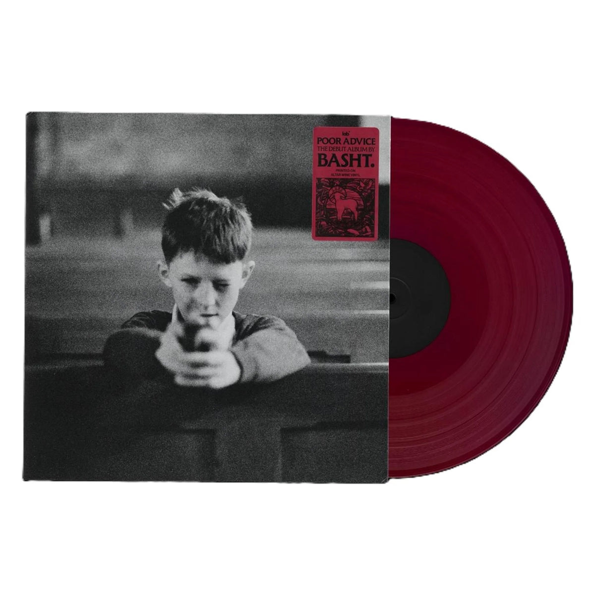 Basht. - Poor Advice (Altar Wine Red) Vinyl Red vinyl record with a black and white photo of a person on the cover