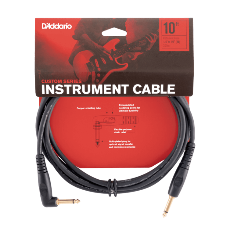 D'Addario Custom Series Instrument Cable Right Angle - 10 feet