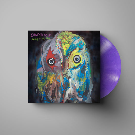 Dinosaur Jr - Sweep It Into Space Vinyl record with a colorful cover featuring an owl and the title 'Dinosaur Jr.'