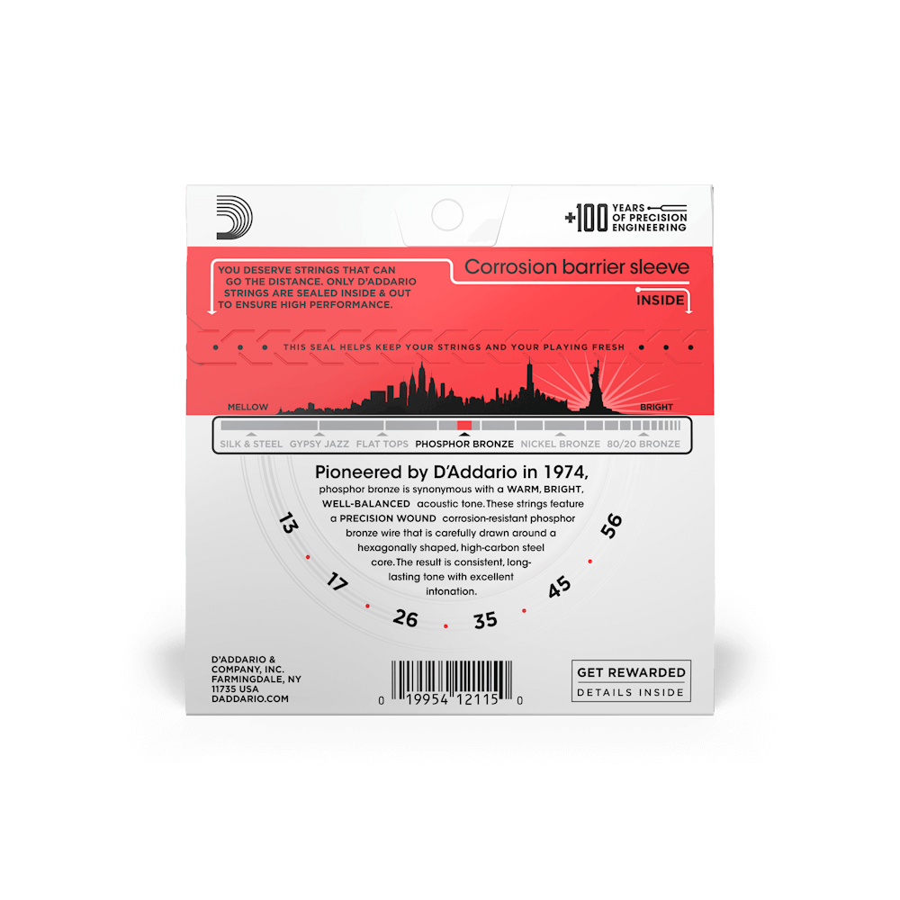 D'Addario EJ17 Phosphor Bronze Acoustic Guitar Strings - Medium 13-56