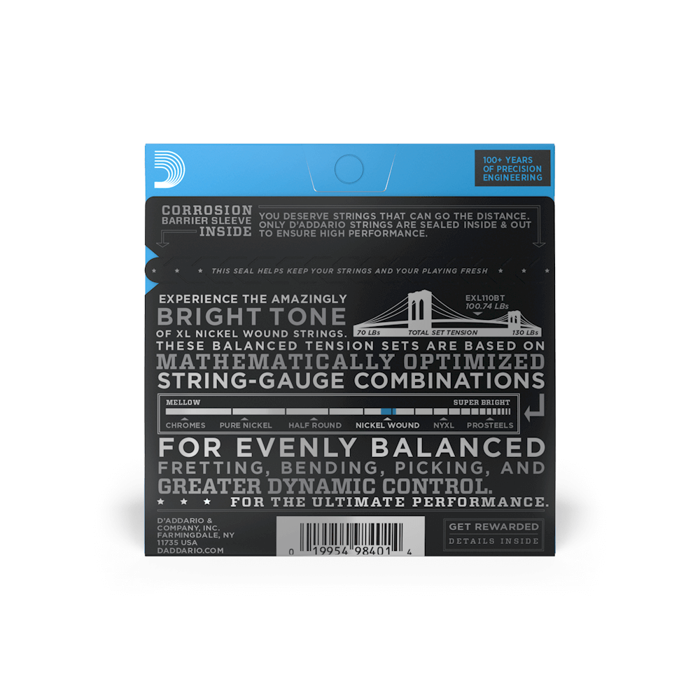 D'Addario EXL110BT Nickel Wound Electric Guitar Strings - Regular Light 10-46 Balanced Tension