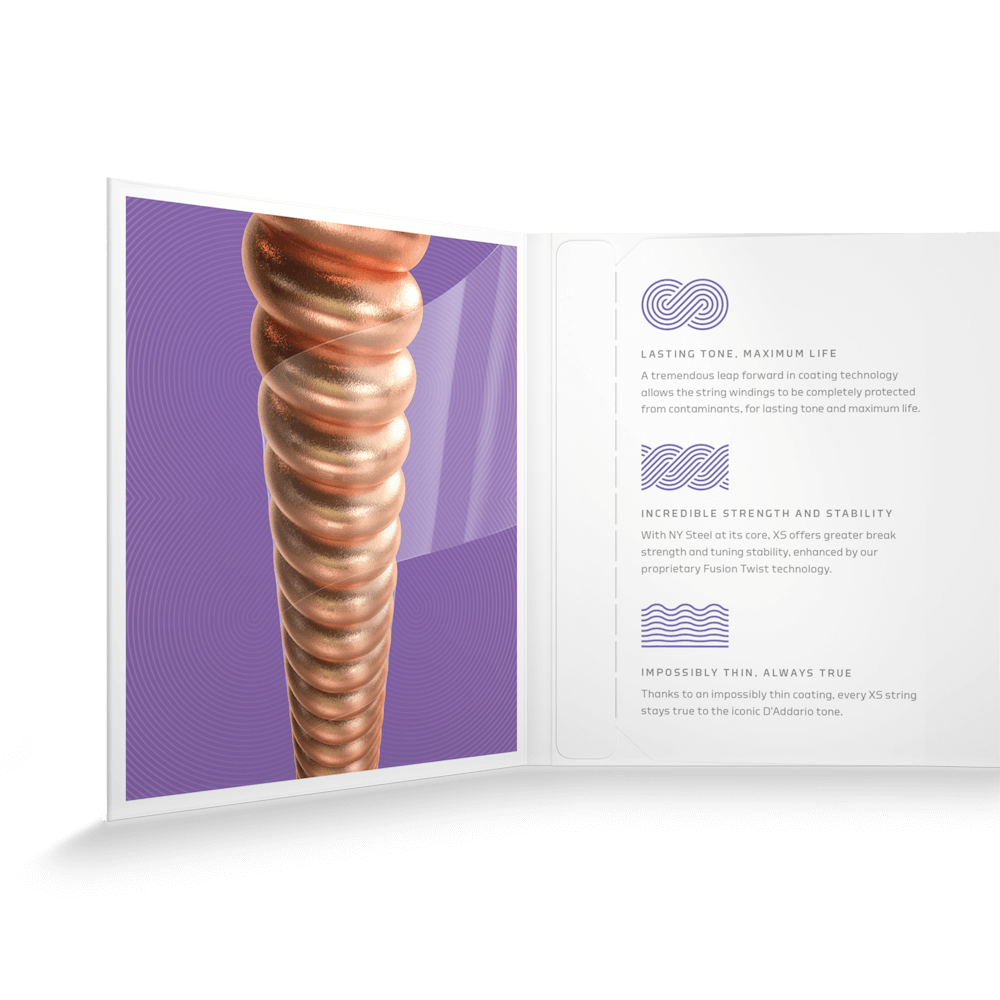 D'Addario XSAPB1152 XS Phosphor Bronze Coated Acoustic Guitar Strings - Custom Light 11-52