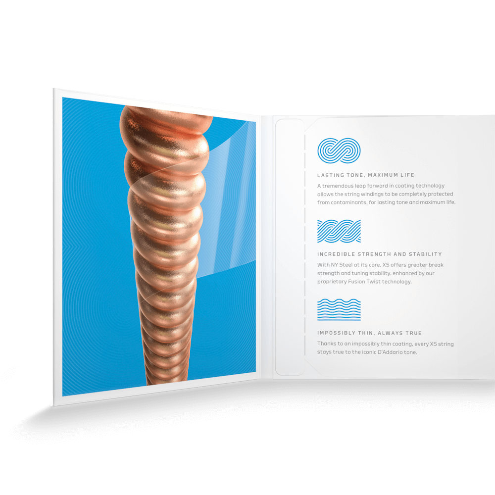 D'Addario XSAPB1253 XS Phosphor Bronze Coated Acoustic Guitar Strings - Custom Light 11-52