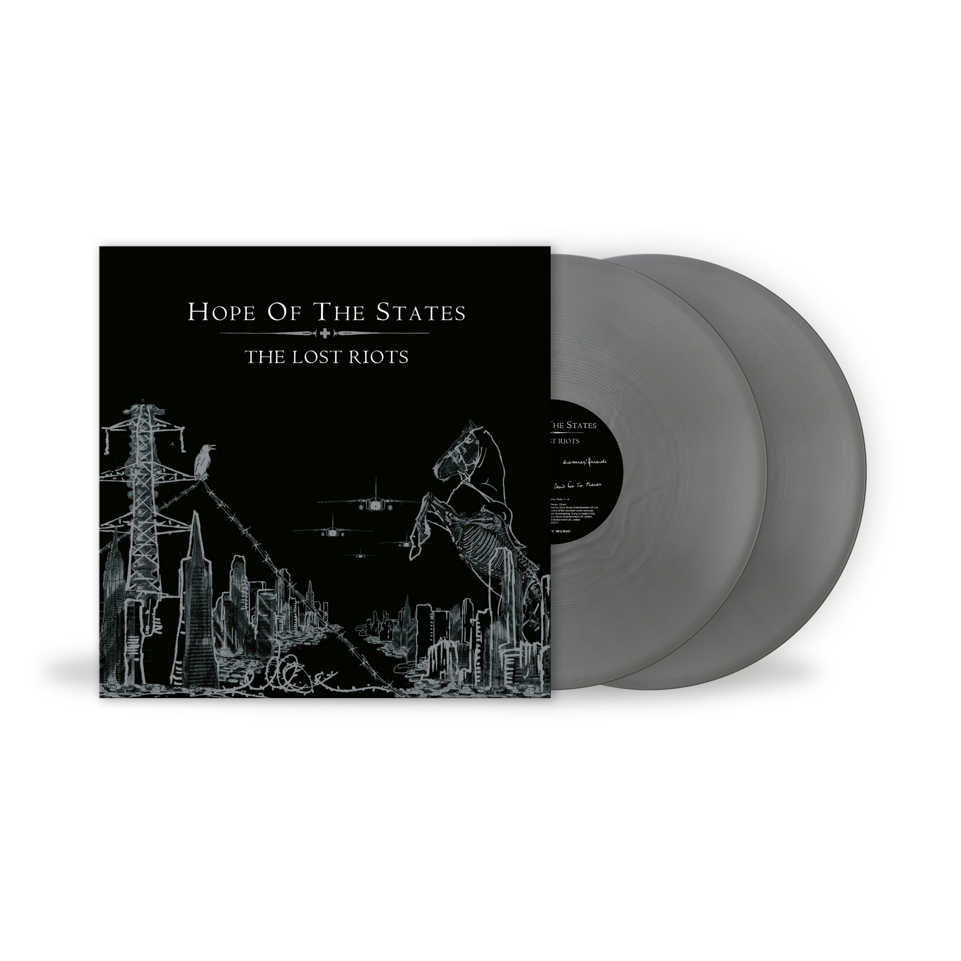 Hope Of The States - The Lost Riots Vinyl records with a black cover featuring artistic design and text.