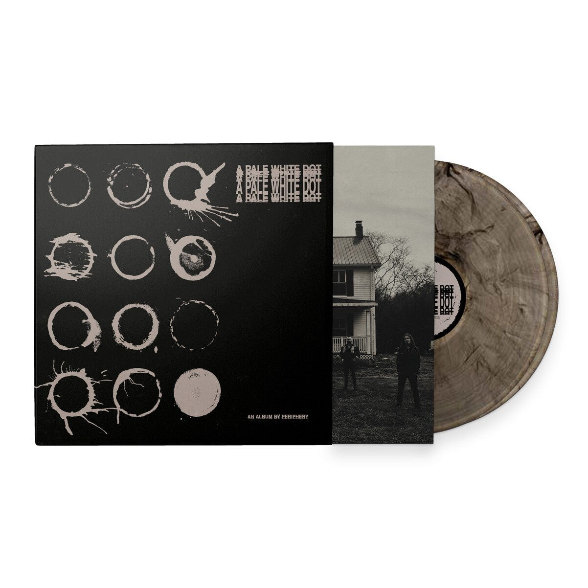 Periphery - A Pale White Dot Vinyl record with black cover featuring white text and graphics on a white background
