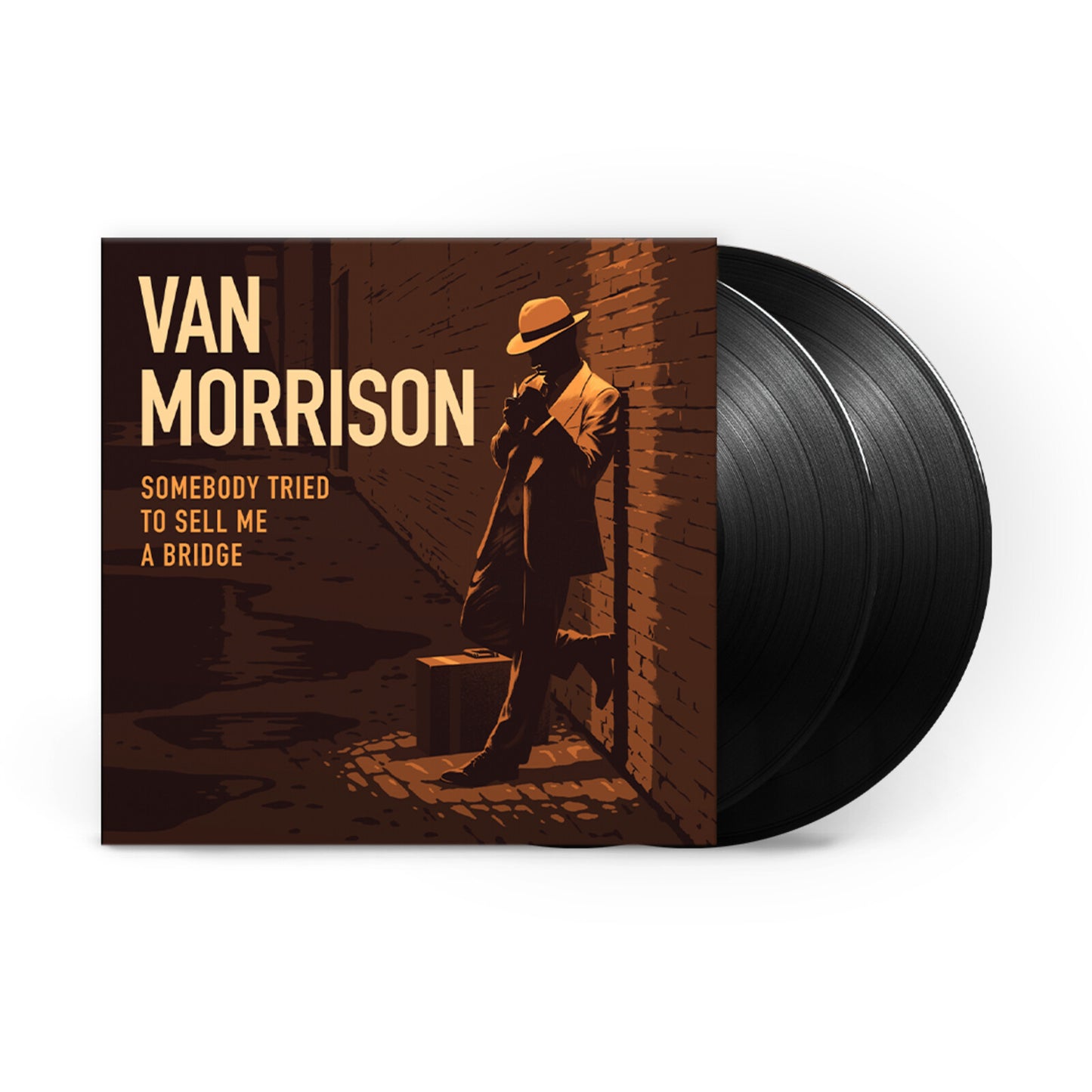 Van Morrison - Somebody Tried To Sell Me A Bridge Van Morrison vinyl album with cover showing a silhouette of a person against a wall.