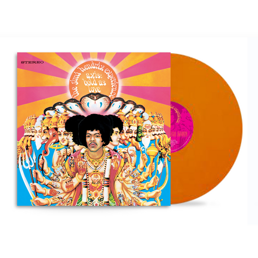 Jimi Hendrix - Axis Bold As Love Vinyl record with colourful cover featuring a central figure and sunburst design.