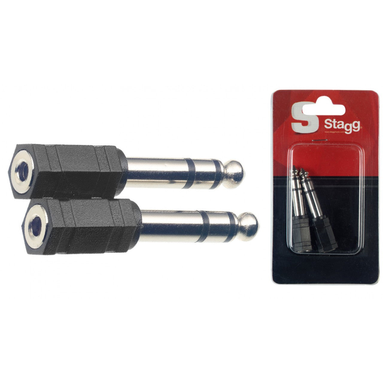 Stagg AC-PMSJFSH Stereo Mini Jack Female to Stereo Jack Male Adaptor - 2 Pack