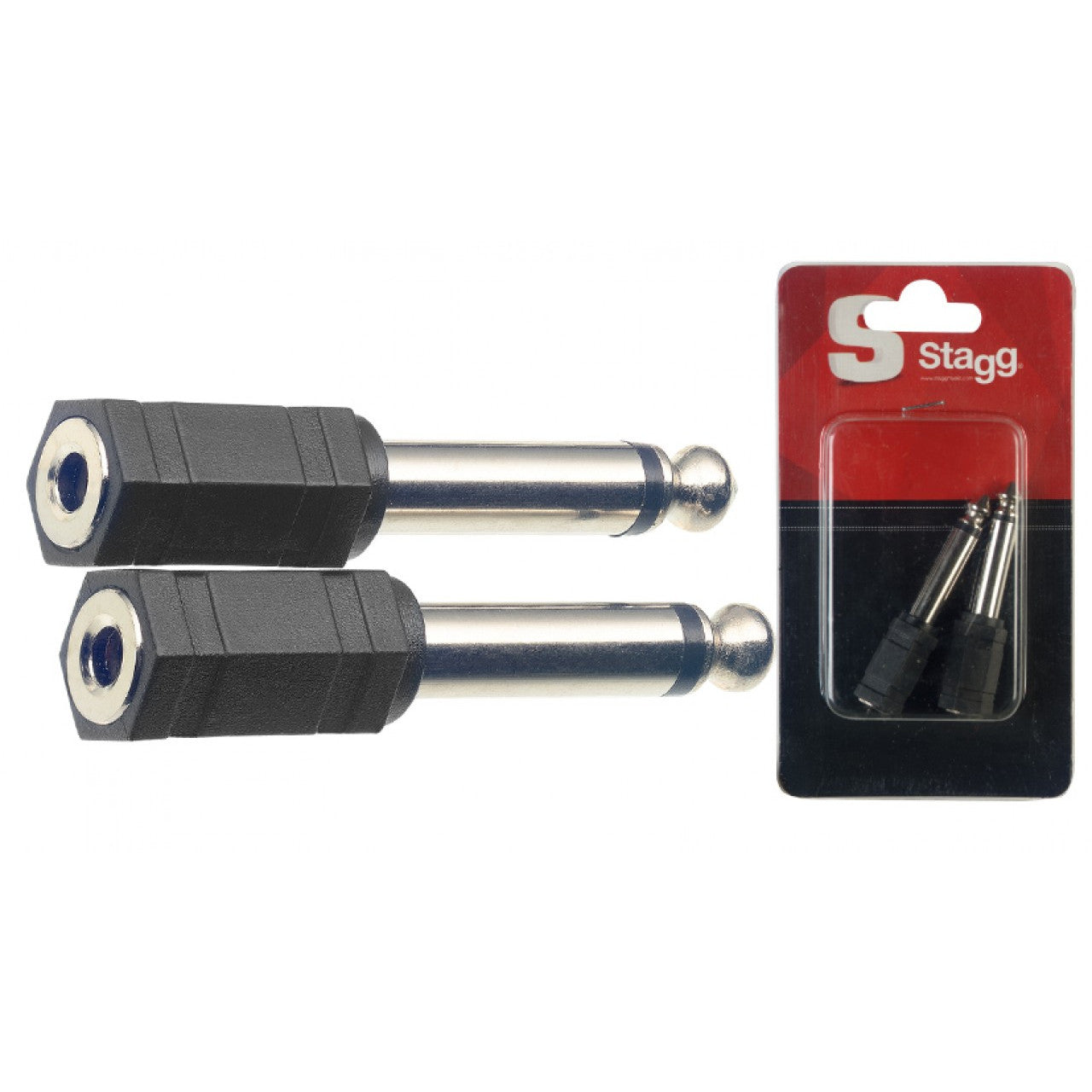Stagg AC-PMJFSH Stereo Mini Jack Female to Mono Jack Male Adaptor - 2 Pack