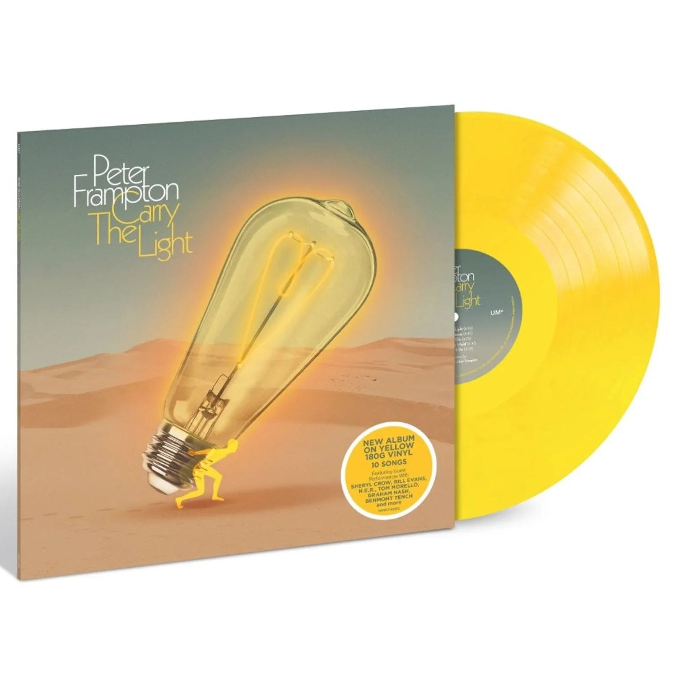 Peter Frampton - Carry The Light (Yellow) Vinyl Vinyl record with a yellow light bulb design on the cover