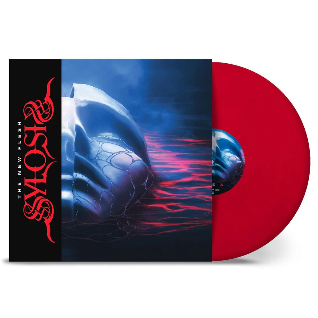 Sylosis Vinyl record with a red and black design and 'The New Flesh' text on a white background