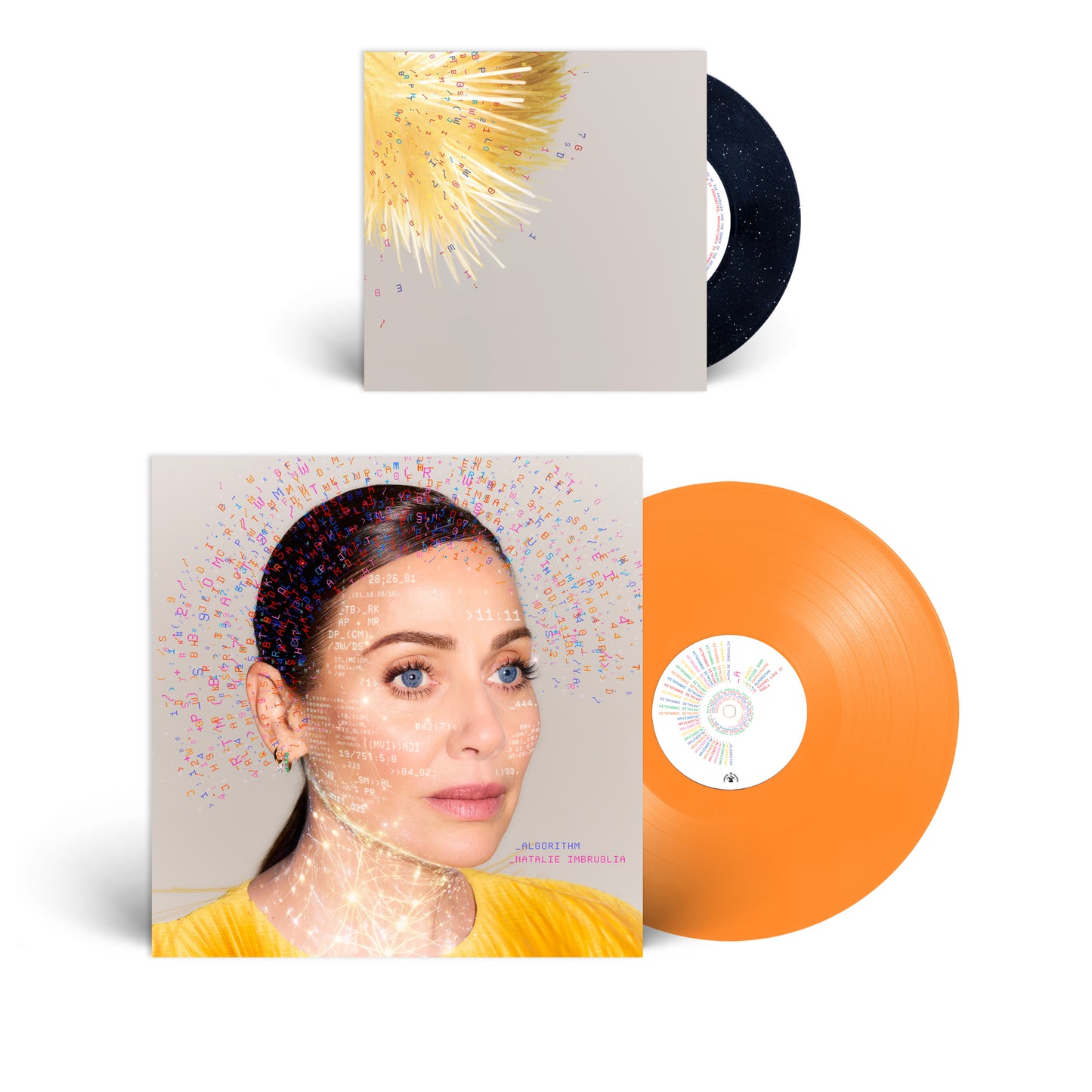 Natalie Imbruglia - Algorithm (Orange) Vinyl Vinyl record with orange disc and cover featuring a woman's face, on a white background