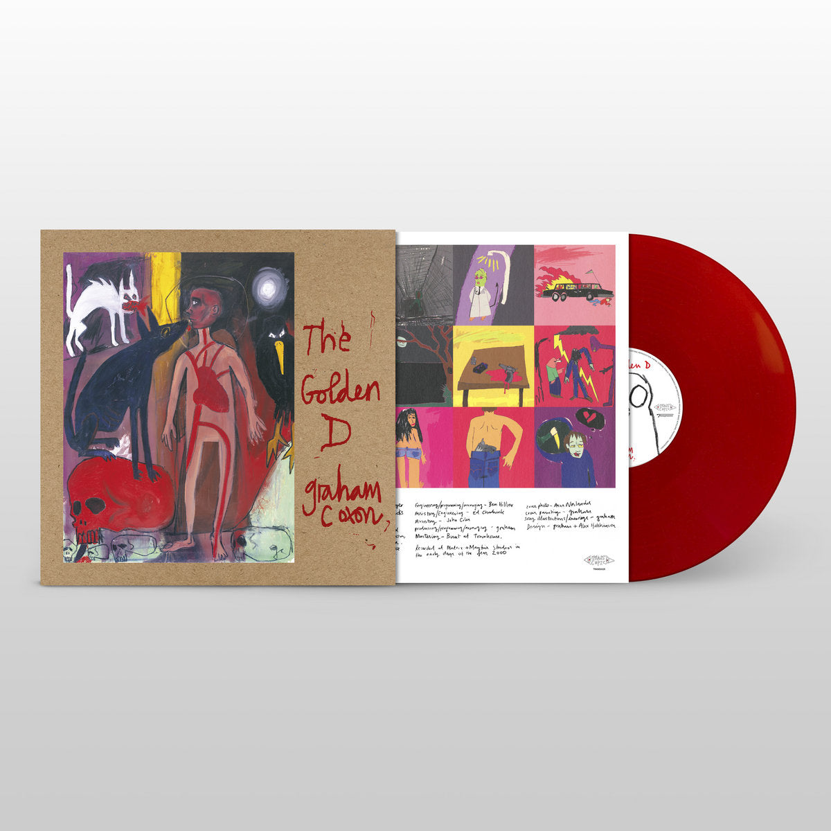 Graham Coxon - The Golden D Vinyl record with a colorful cover and red disc on a white background
