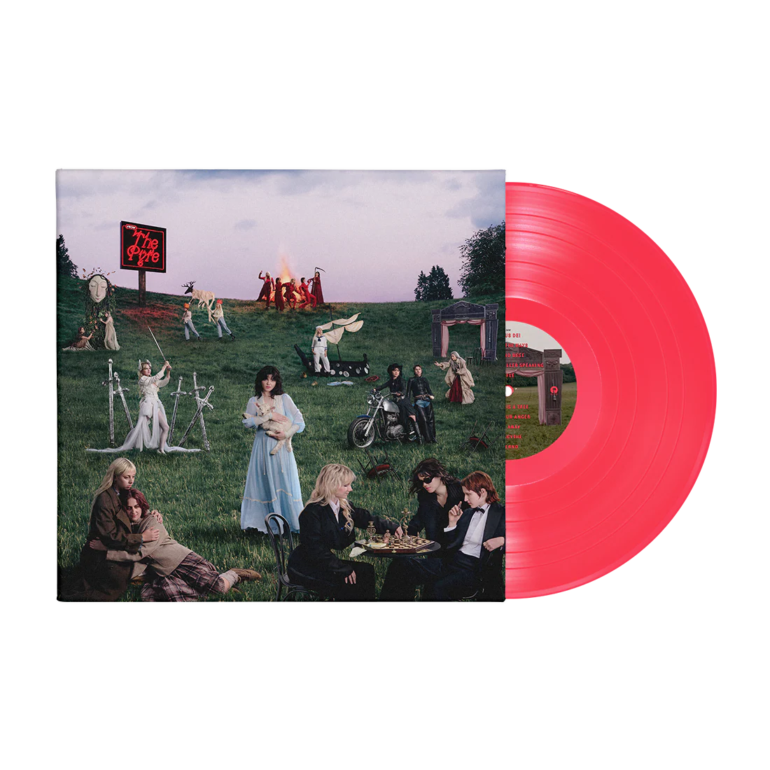The Last Dinner Party - From The Pyre Vinyl record with a colorful cover featuring people in a field and a red disc.