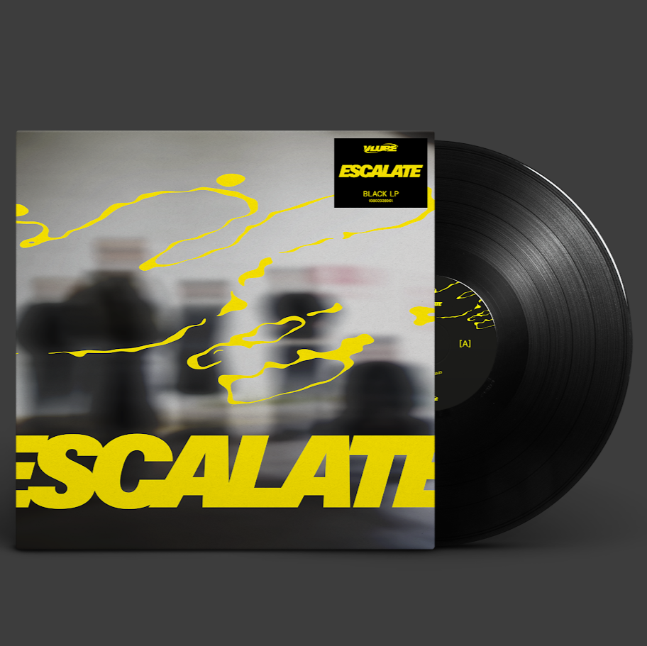 VLURE - Escalate Vinyl record and cover with 'ESCALATE' branding on a dark background